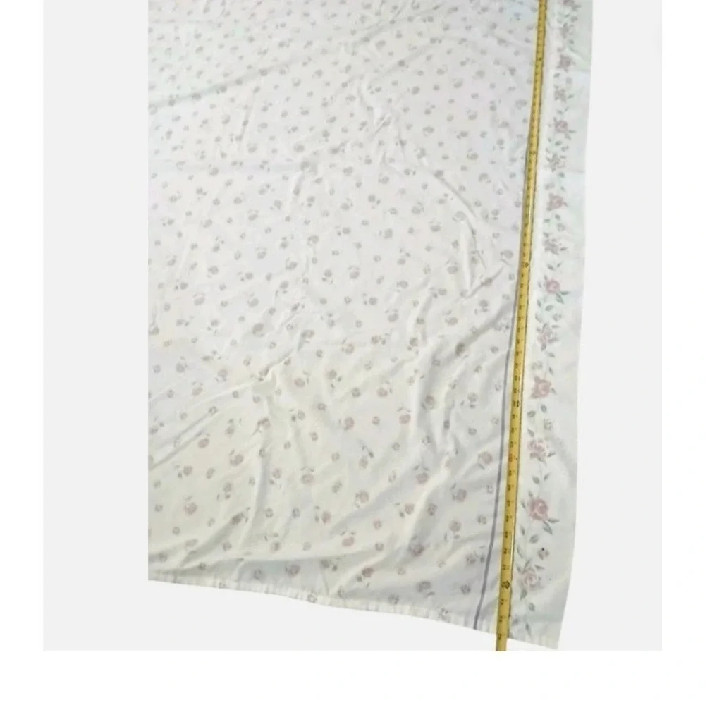 VNTG  Lavender Roses Flat Sheet Full Sz 95x79 Floral Flowers Cottage Granny USA